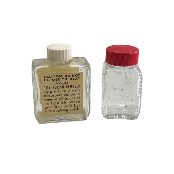 Vintage Avon Oily Polish Remover Glass Bottles Set - Picture 2 of 6